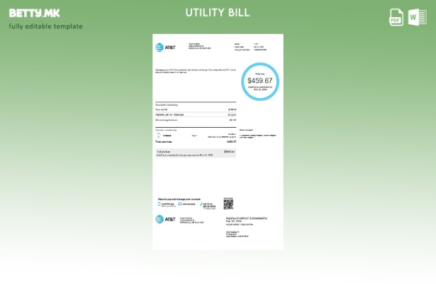 Шаблон за верзија на сметки за комунални услуги на САД AT&T во модерен стил